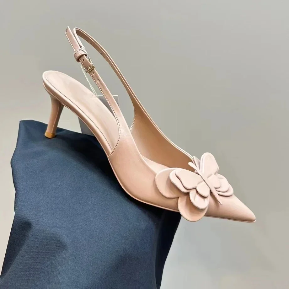 2026 JP GPBD Mixed Color Back Strap Pumps Sandals Shoes for Women Pointed Toe Heels Thin High Heels Wedding Shoes