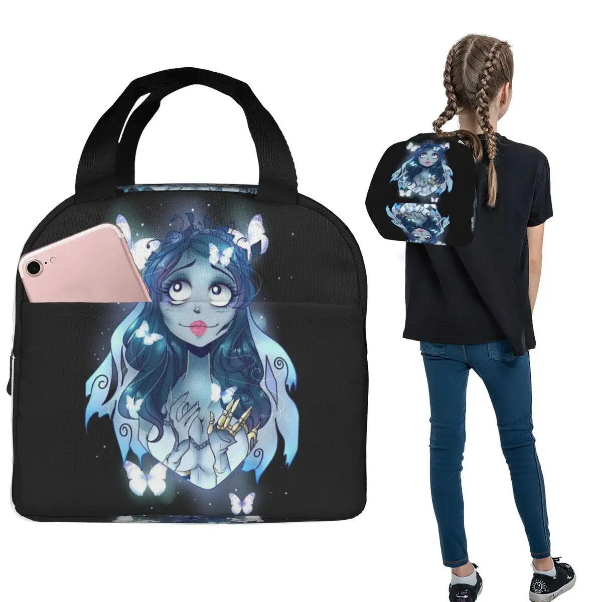 هالوين فيلم جثة العروس شبح تيم بيرتون معزول حقيبة الغداء للنساء الأطفال المحمولة صناديق الطعام علب الاغذية الحرارية حمل