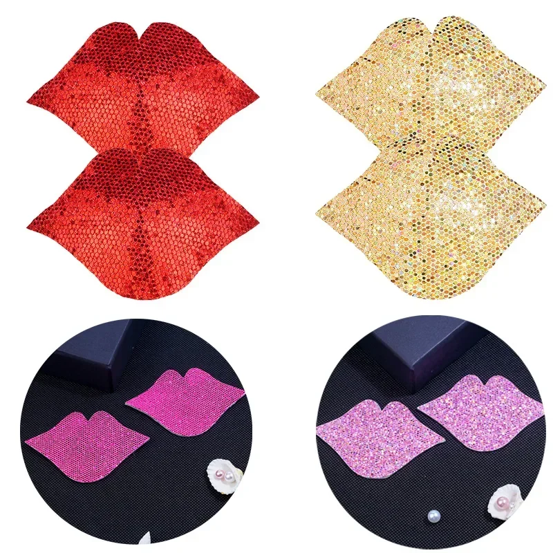 1 Pair Sexy Lips Nipple Covers Self-Adhesive Breast Stickers Nipple Pasties Chest Stickers For Party Nightclub Carnival