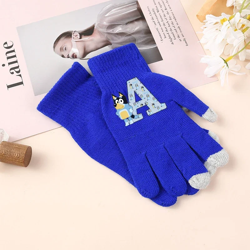 

Blueyi Bingo Boys Gloves Cartoon A-Z Letter Printed Gloved Kids Winter Warm Decoration Kawaii Riding Accessories Children Gifts