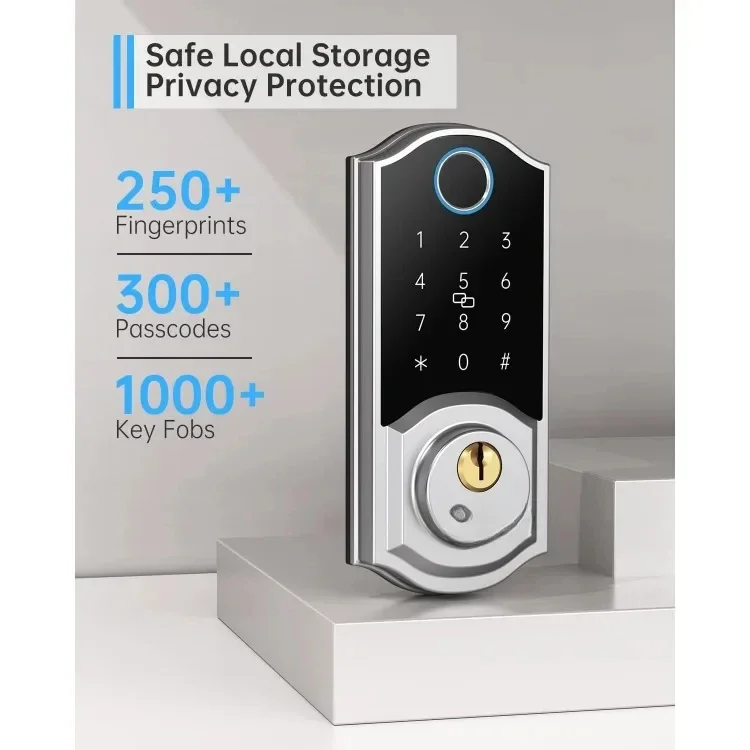 Smart Front Door Lock Set: Keyless Entry Door Lock with Handle, Smart Front Door Handle Set, Fingerprint Smart Deadbolt