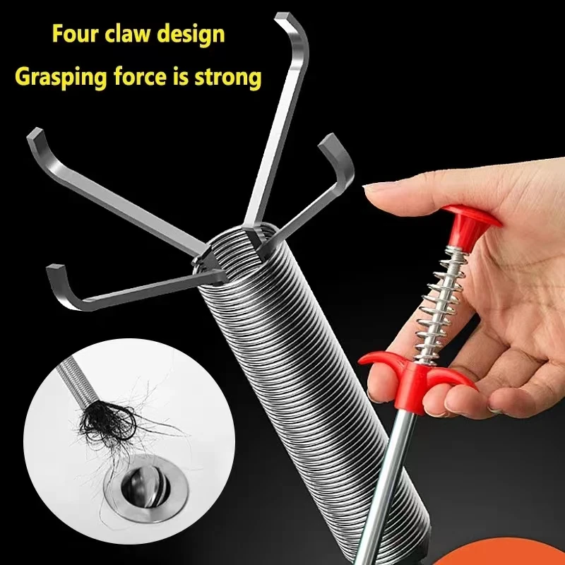 Spring Pipe Dredging Tools Drain Cleaner Sticks Clog Remover Cleaning Household for Kitchen Bathroom Sewer Bending Sink Tool