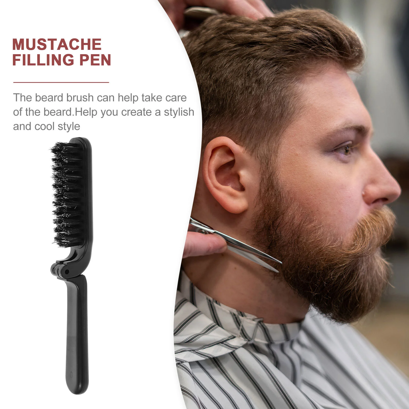 Cepillo de pelo portátil para hombres y mujeres, peine de barba, herramienta pequeña plegable, cuidado del bigote, Estilismo, desenredante Masculino