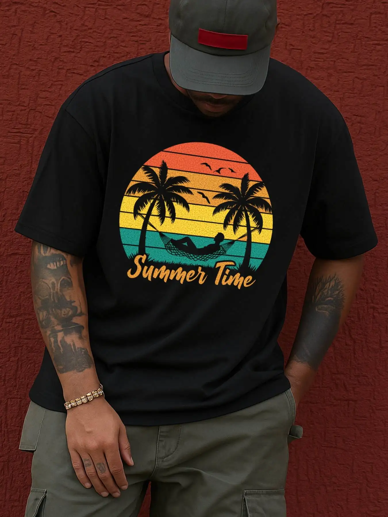 1-Pack Men's Fun 60Th Birthday Commemorative T-Shirt - Pure Soft Retro Y2K Style Short-Sleeve Shirt, Summer Palm Tree and Smiling Wife/Husband Design - Humorous Casual Gift for Husband or Wife about to Turn 60