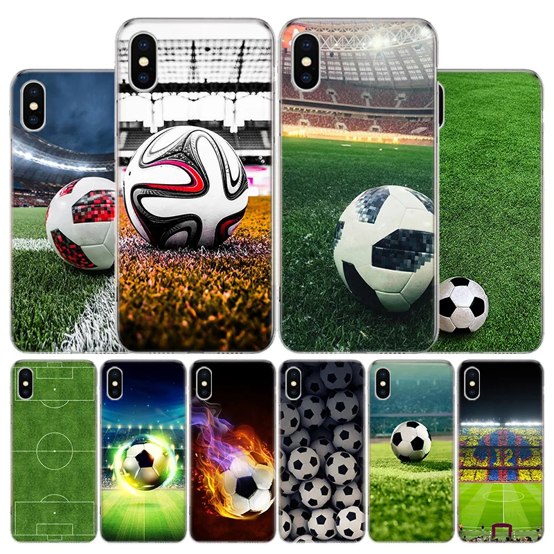 Football soccer ball design Phone Case For Apple iPhone 11 12 13 14 15 16 Pro Max 7 X XS 8 Plus + Mini SE Customized Print Soft 