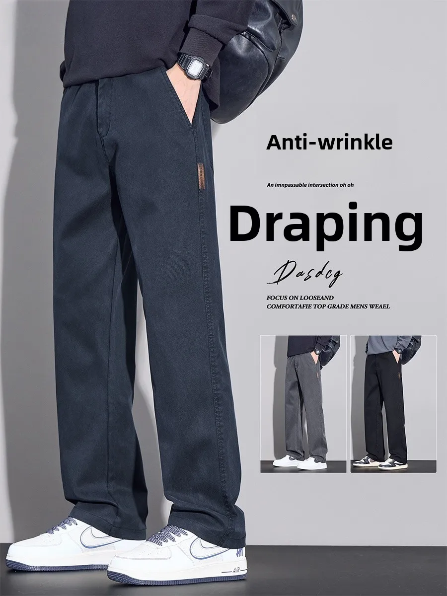 

Washed Denim Jeans Men's Loose Straight American Style Trendy Casual Pants Spring Autumn New Arrival Boy's Youth Commute Outdoor