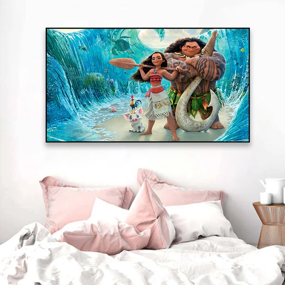 Disney Moana Movie Poster Disney Princess Moana Prints Large Canvas Painting Wall Art Movie Art Home Girls Bedroom Decoration