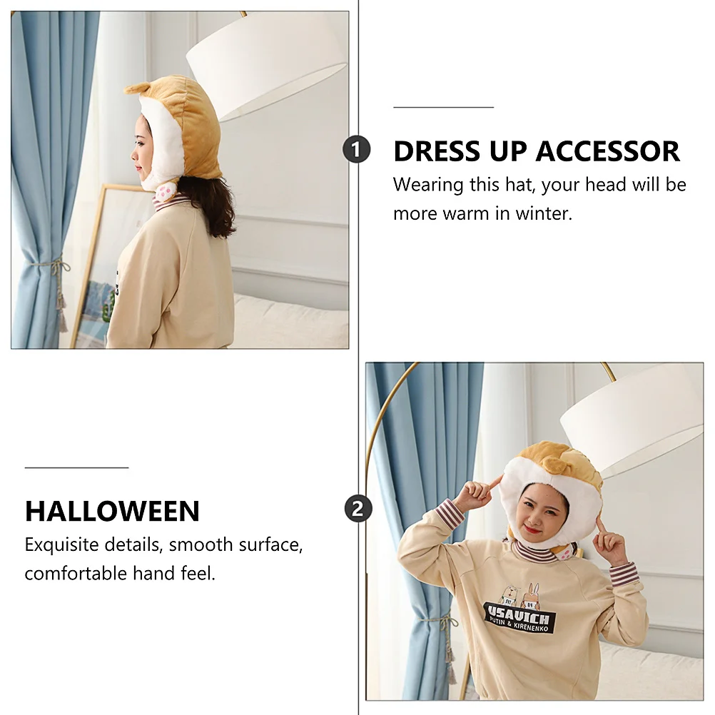

1Pcs Corgi Shape Headgear Soft Comfortable Winter Protection Hat Costume Party Performance Lovely Dress Up Accessory