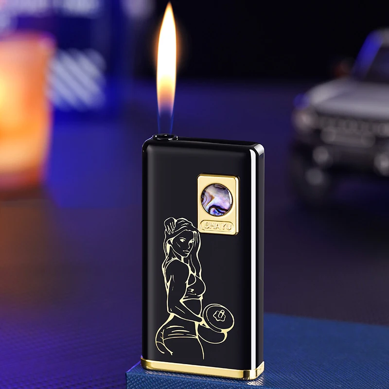 CL-2310 Cat Eye Lighter Compact and Lightweight Aluminum Alloy Shell Silent Battery Open Flame Inflatable Lighter