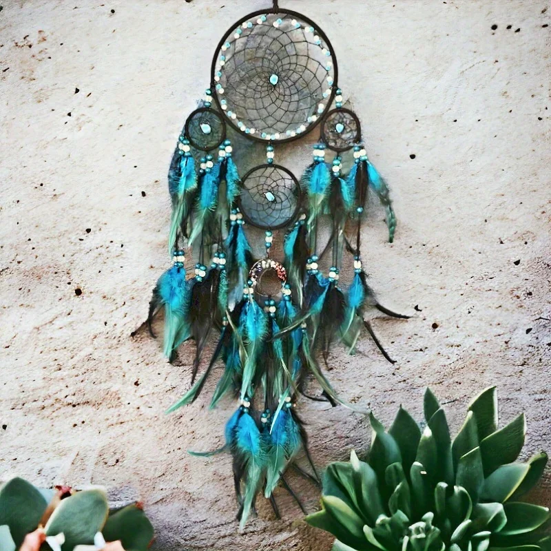 1pcs Blue Life Tree Feather Dream Catcher, Bohemian style home decoration, wall decoration, new home gifts