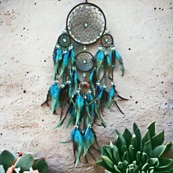 1pcs Blue Life Tree Feather Dream Catcher, Bohemian style home decoration, wall decoration, new home gifts