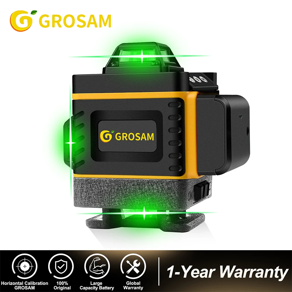 GROSAM 360 Laser level 16Lines 4D Self-leveling Nivel Laser Cross Horizontal Vertical Green Beam For Construction Tools