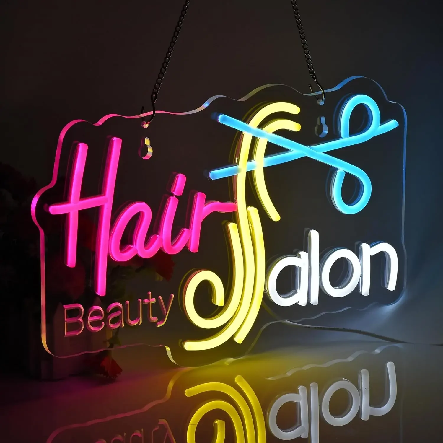 Hair Salon Neon Sign LED Neon Lights Hanging Wall Art Decoration Business Beauty Makeup Room Barber Shop Lash Studio USB Powered