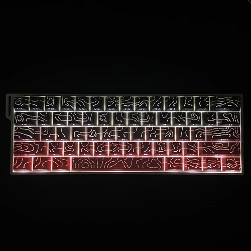 Imagen 2 del producto Teclas con estampado lateral de líneas translúcidas degradadas, 133 teclas para teclado mecánico, teclas negras, moradas, grises y azules, Cherry PBT