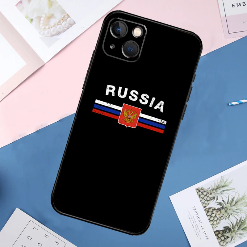 Russia Flag Coat Of Arms Phone Case For iPhone 11 14 15 16 Pro Max 13 12 Mini XS X XR Plus Protection Cover