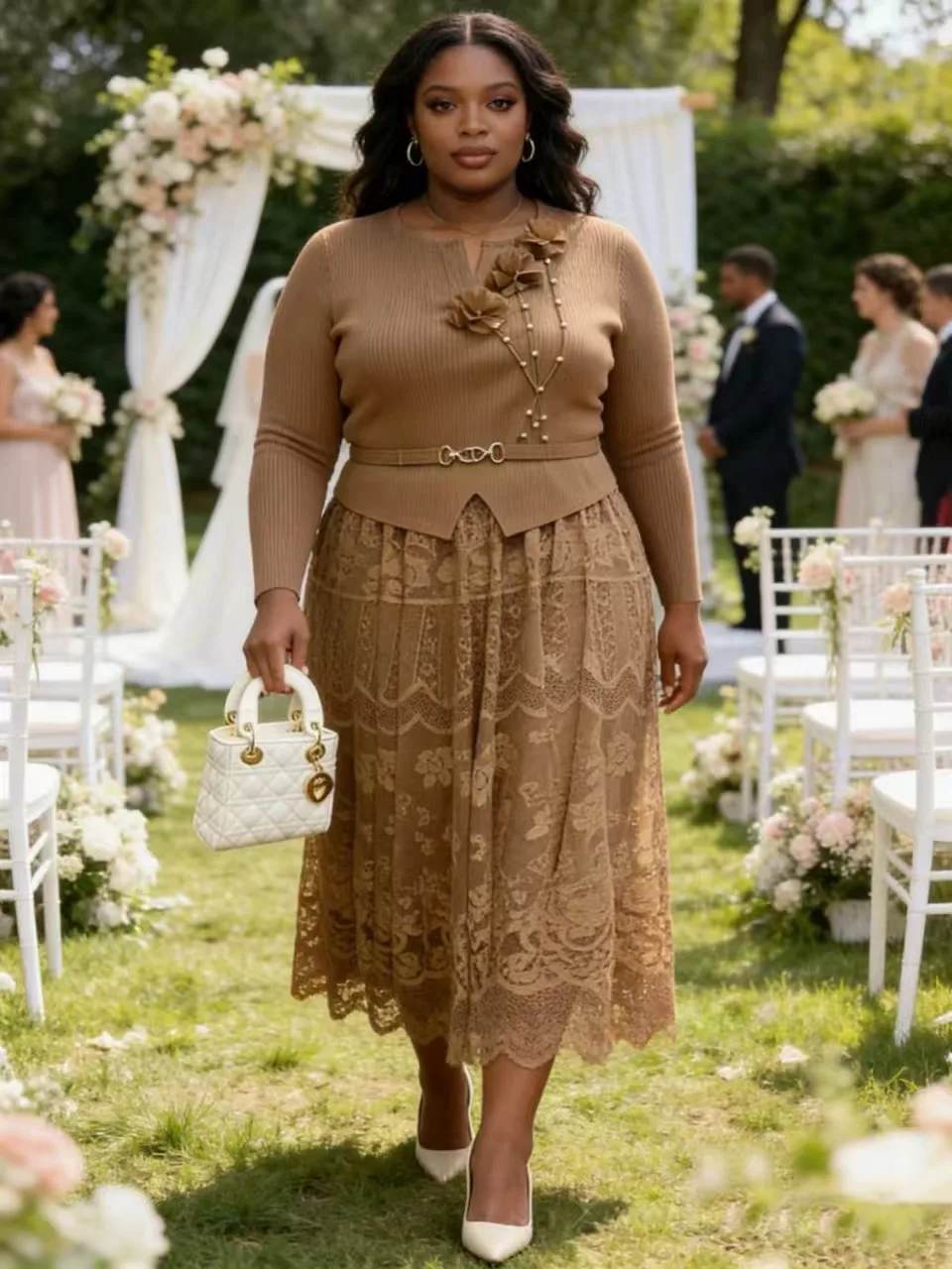 مياكي فستان مطوي مزاجه الاجتماعي سليم الدانتيل مطوي تنورة الملابس النسائية الأفريقية فستان جديد #1