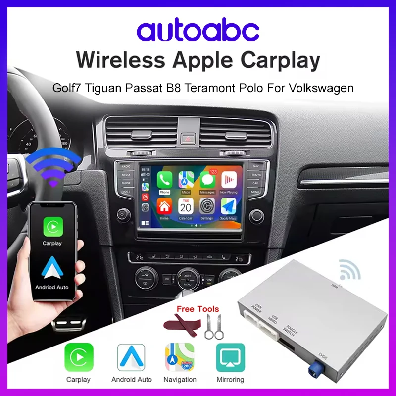 Image of Für VW Golf 7 MIB1/MIB 2 Tiguan Lamando Magotan Phiang Teramont kabellos Carplay Android Auto mit Unterstützung OEM Aftermarket-Kameras