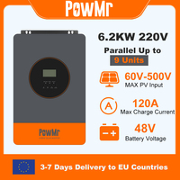 PowMr 6.2KW Hybrid Solar Inverter 48V 220V Off On Grid Inverter with MPPT 120A Charger Work without Battery Parallel Up to 9pcs