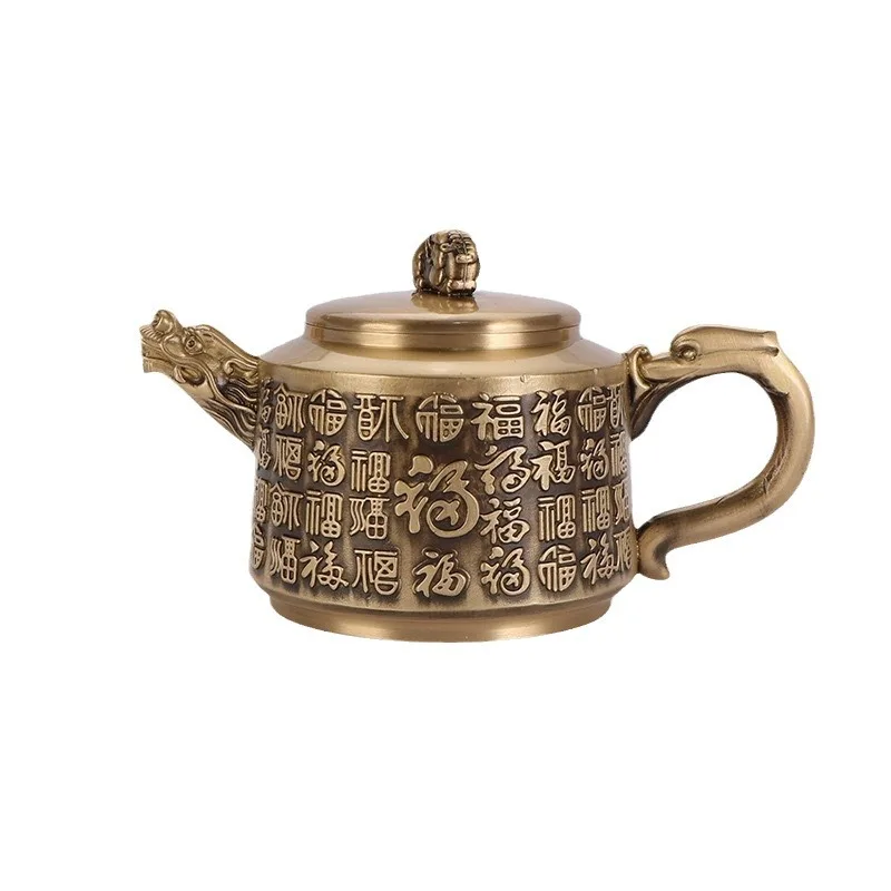 Brass production, teapot, Baifu teapot, dragon and phoenix teapot cultural and play handicrafts