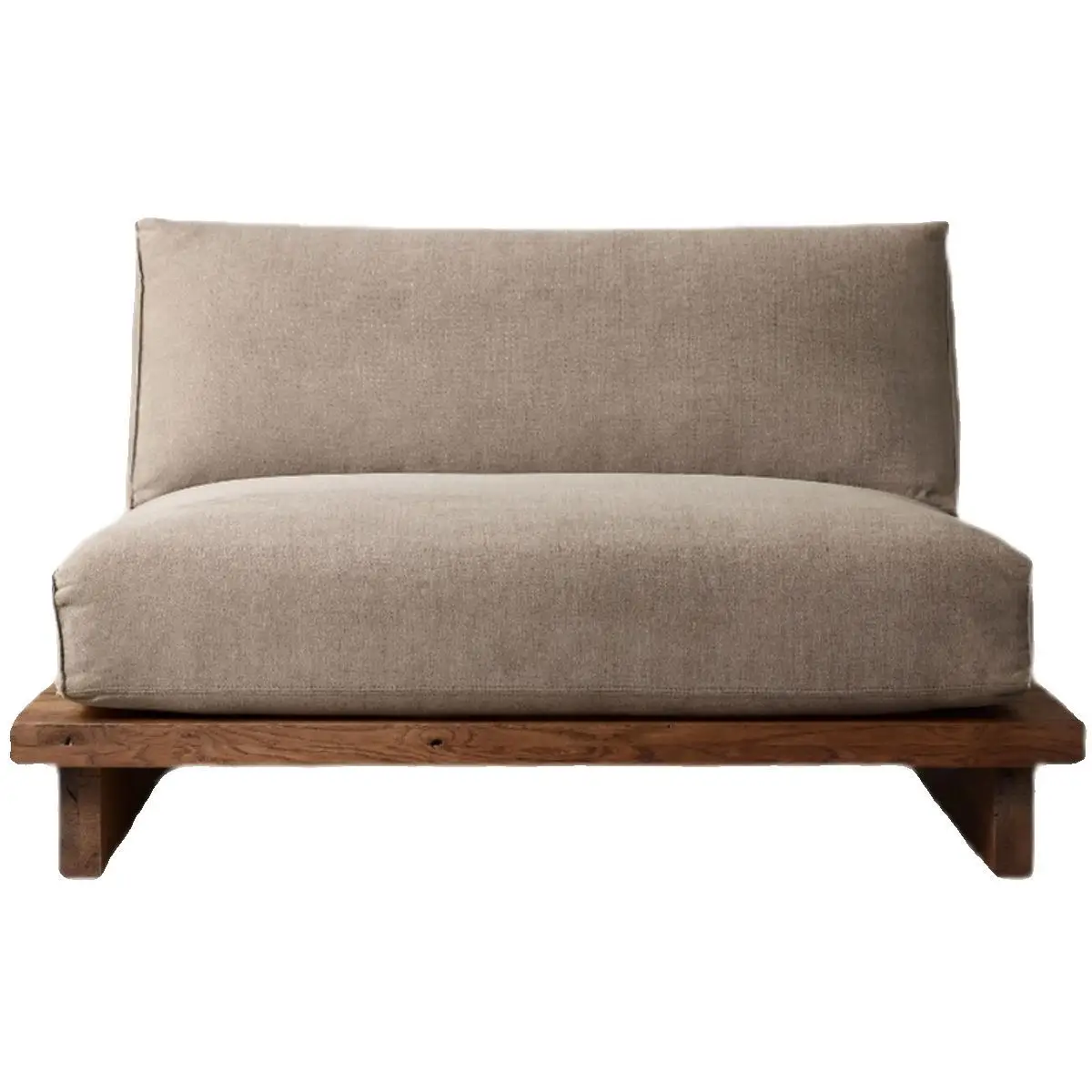 Fabric Sofa Lazy Sofa Solid Wood Living Room Designer Custom Chair Simple Tofu Block Bed and Breakfast Sofa