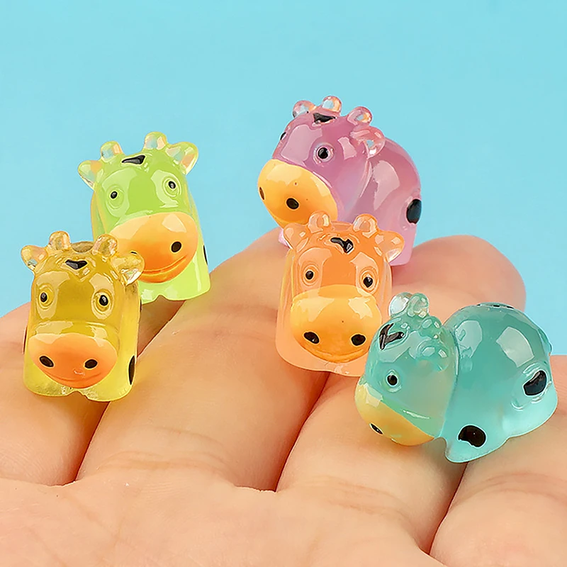 5pcs Mini Luminous Figures Little Cow Decors Bottle Fairy Garden Landscape Accessories