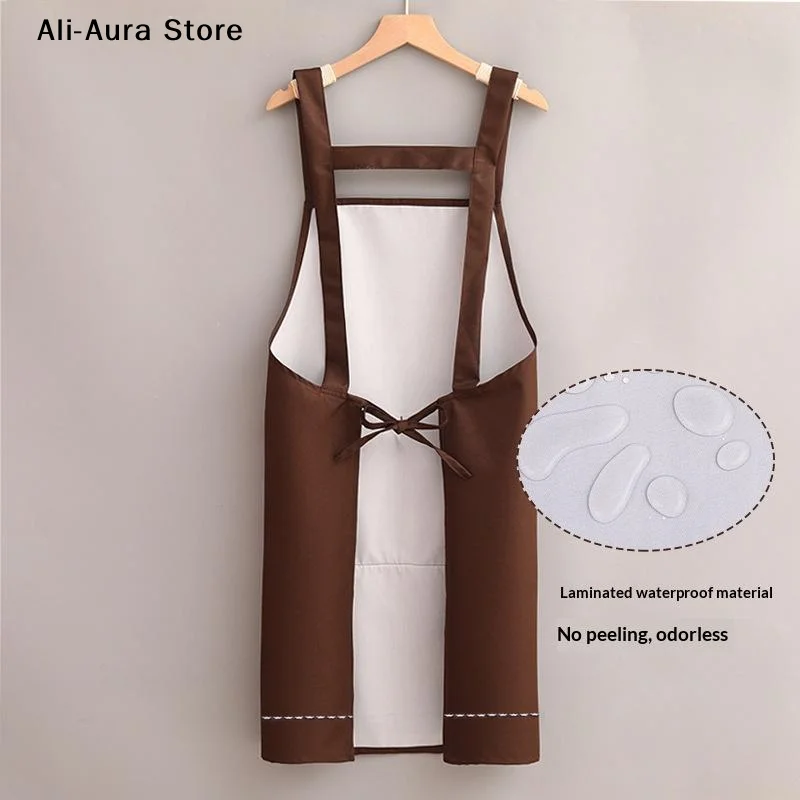 1Pcs Home Apron For Women And Men Waterproof Oil Proof Sleeveless Trendy Cute With Straps Workwear