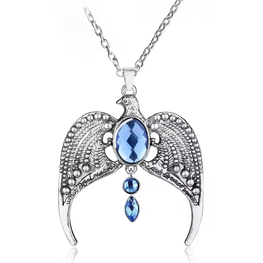 Diadema perdida de Ravenclaw, Tiara, corona que sabe que, corona de águila, colgante de corona de cristal azul, collar escolar de magia, regalo de joyería de película