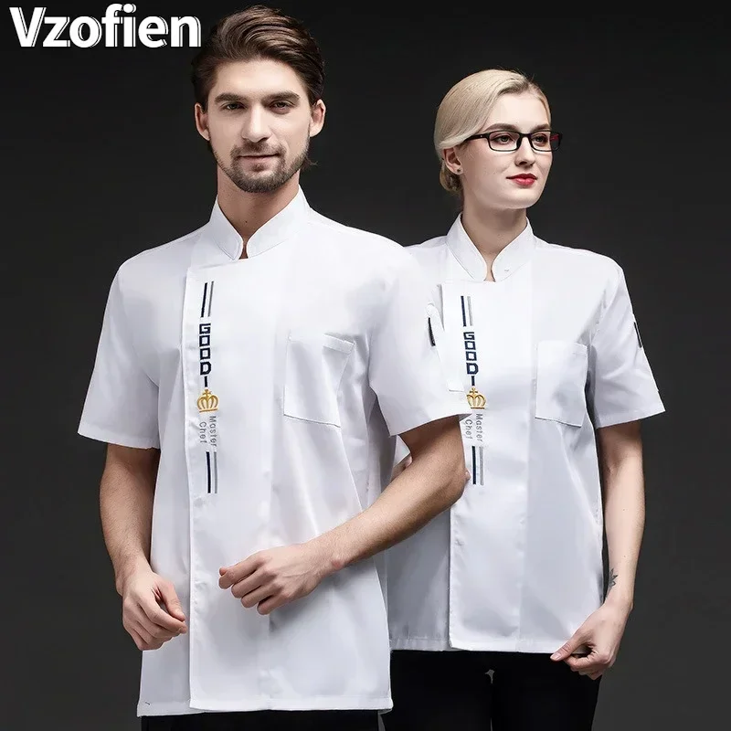 

Kitchen Chef Uniform Hotel Western Restaurant Cooking Jacket Hot Pot Food Services Short Sleeve Bakery Catering Work Overalls