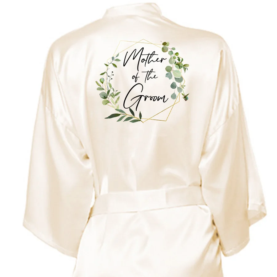 Bridal Party Sister Team Mother Wedding Bathrobe Faux Silk Robe Bride Bridesmaid Wedding Robes Woman Bachelorette Hen Party