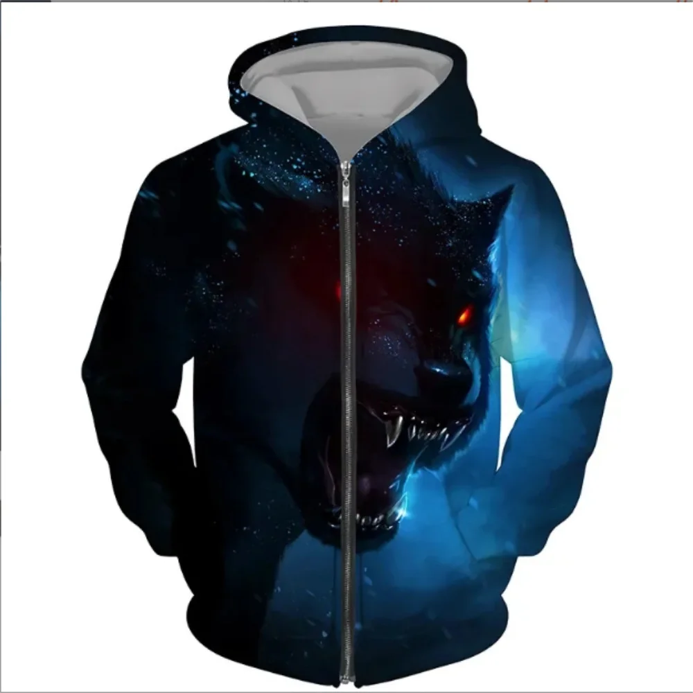 2025 Men's Fall Bestseller 3D Wild Animal Tiger Print Hooded Sweatshirt, Men's Casual Outdoor Long-Sleeved Sport Coat