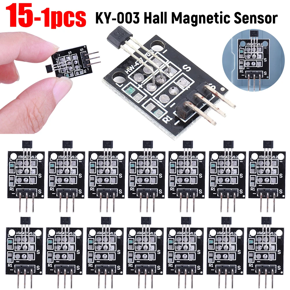 1-15pcs KY-003 modulo sensore magnetico Hall A3144 sensore interruttore magnetico effetto Hall Standard funziona con scheda Arduino per Arduino