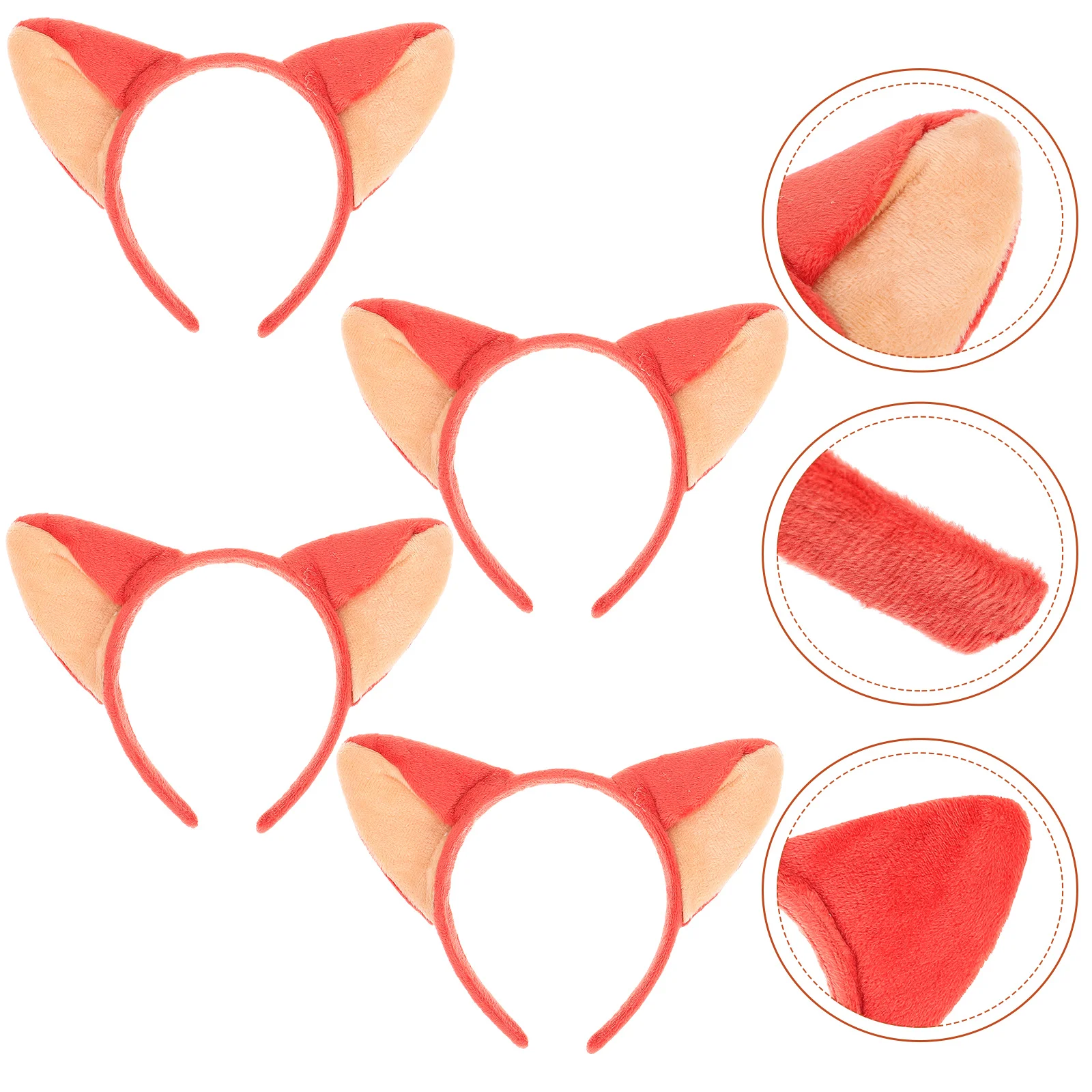 4pcs Plush Fox Ear Hair Hoop Animal Ears Headbands Facial Makeup Headband Birthday Party Headpiece Cat Ears Headband Photo Props