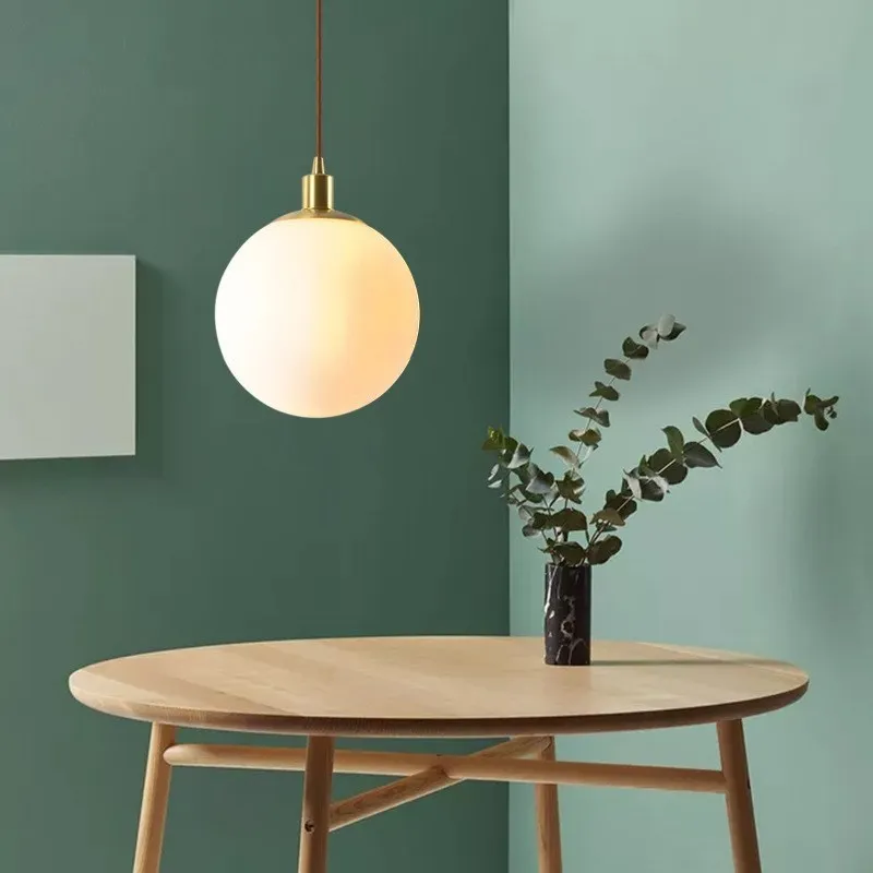 Nordic Glass Pendant Lights 8-50cm Round Ball Home Hanging Lamps For Bar Bedroom Living Room Coffee Decoration Luminaires Lustre