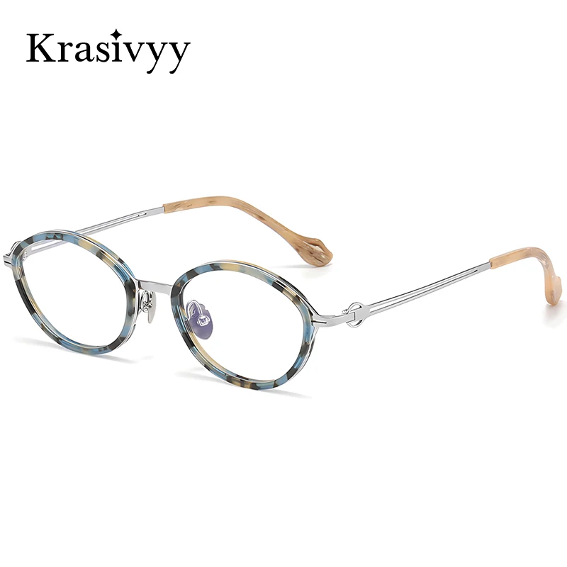 

Оправа для очков Krasivyy из чистого титана, женская, овальная, ультралегкая, повседневная, с полной оправой, для коррекции зрения, мужские брендовые оптические очки