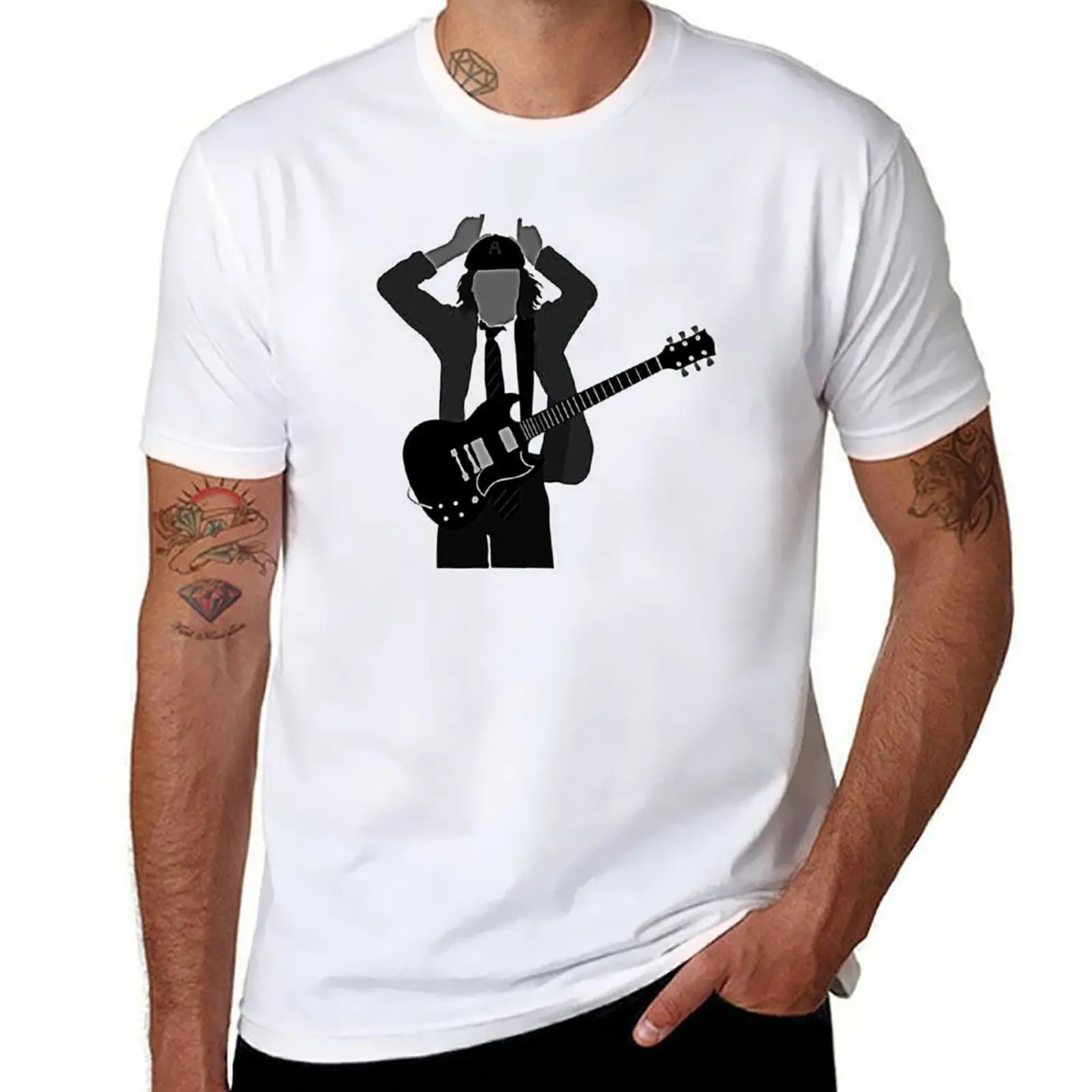 

angus young acdc minimalistic T-Shirt man t shirts graphic t shirt custom print man t shirt cotton T-Shirt