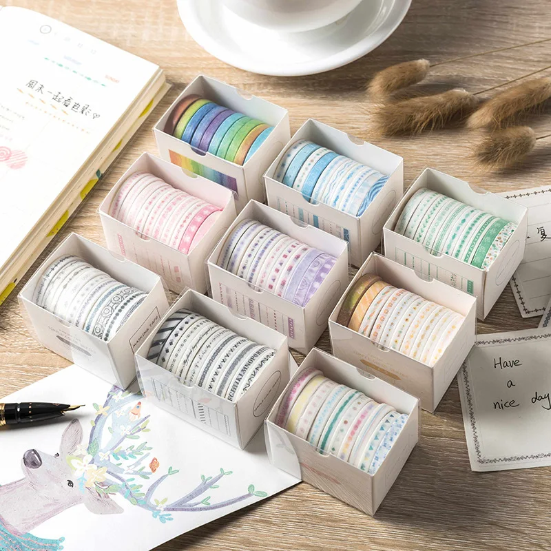 Card Lover 5mm*2m*10 Roll [Ultra-fine series] Lovely Journal Masking Tape Washi Paper Washi Tape Scrapbooking Material Kit