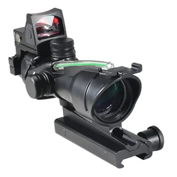 ACOG 4X32 Real Fiber Optics Red Green Dot Illuminated Chevron Glass Etched Reticle Rifle Scope Hunting Sight 20mm Rail