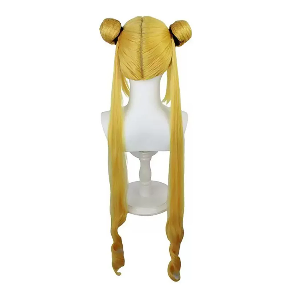 HAIRJOY Synthetic Hair Sailor Moon Princess Serenity Cosplay Wigs Long Yellow Cosplay Wig Rose Net