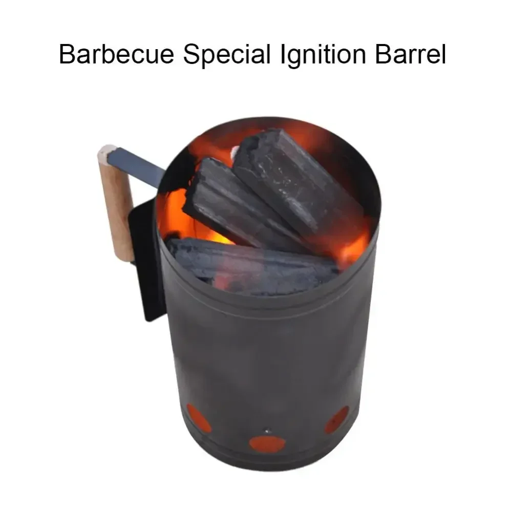 Can Canister for Grilling Camping Charcoal Barrel Carbon Stove Charcoal Lighter Chimney Quick Fire Briquette Starters