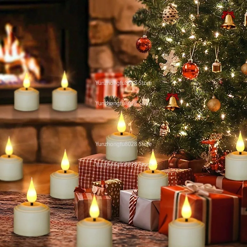 3D Wick LED Tea Light Rechargeable Remote Control W/Timer Flickering Warm White Flameless Candles w/Charging Station & USB Cable