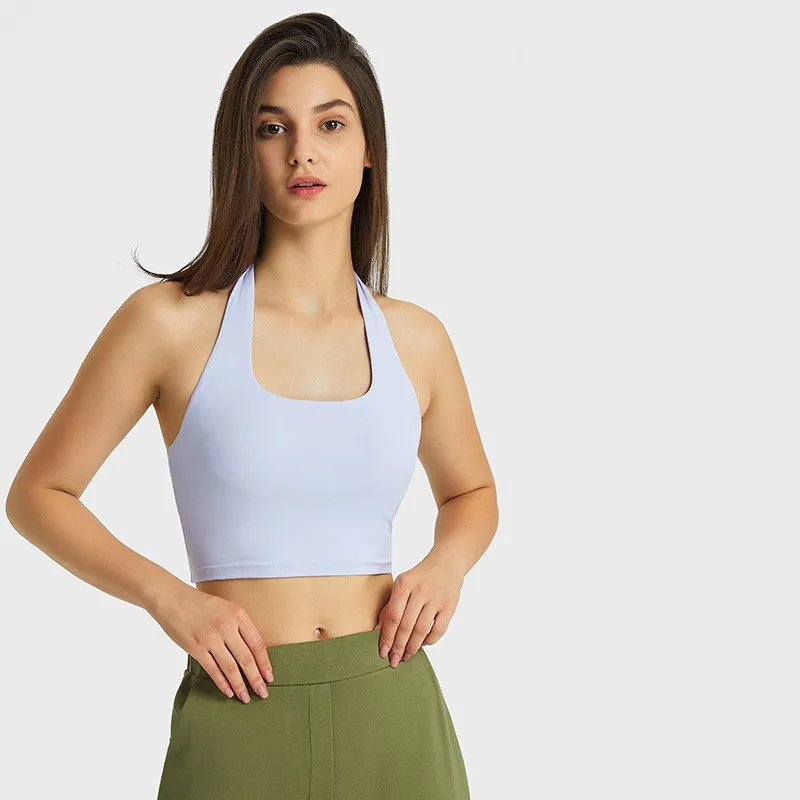 Camisola de alças de tubo esportivo para mulheres, Sutiã sem costas, Parte superior do tubo, Peito removível, Dobras traseiras, Estilo apertado do colete de ioga, Novo Design