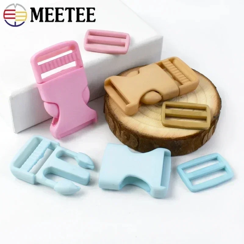 5/10/20Sets Plastic Release Closure Buckle For Strap Backpack Belt Ring Clasp Webbing Tri-Glide Slider Hooks Sewing Accessories