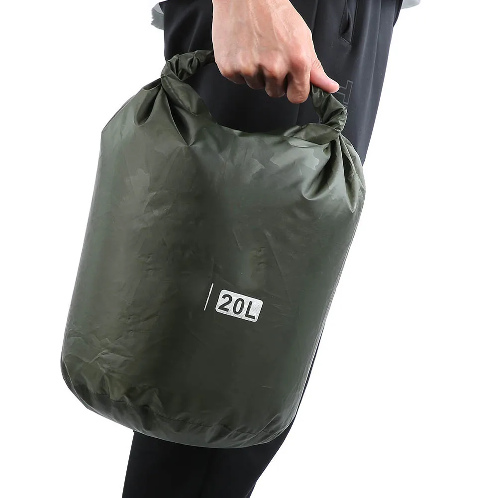 Outdoor Dry Bag, 5/20/50L PVC Outdoor Foldable Waterproof Barrel Dry Bag Storage Carrying Bags Camping Hiking Beach