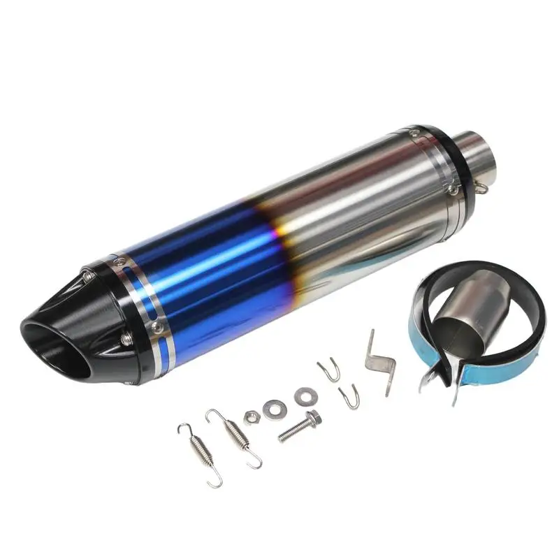 1Pcs Motorcycle Slip On Exhaust Muffler CNC Round End Straight Through with Mounting Kit for Kawasaki Z900 ZX4R CFMoto CF450SR
