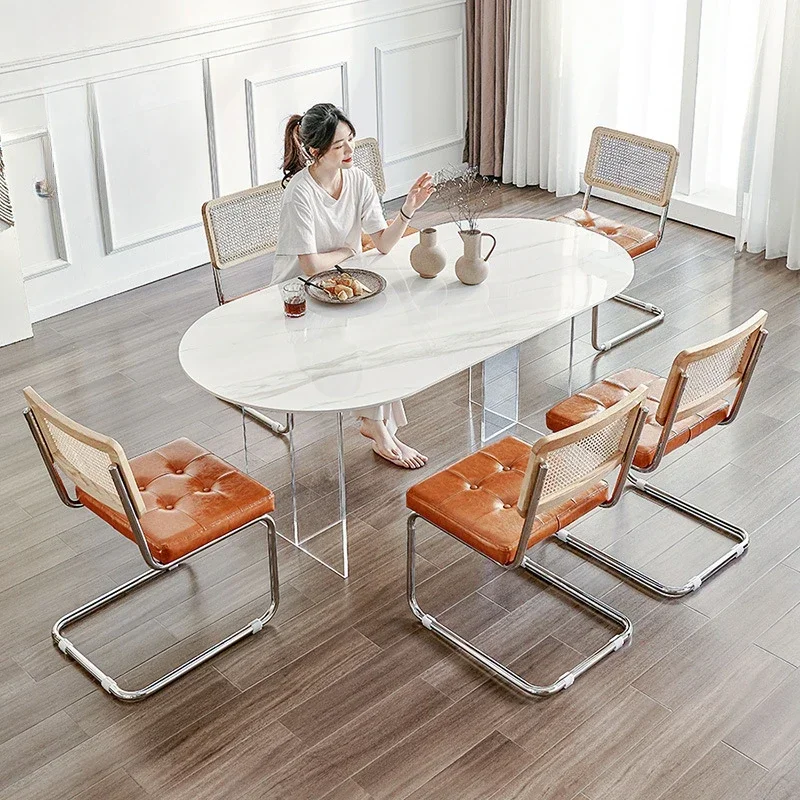 Modern Designer Rock Plate Dining Table Acrylic Oval Suspension Transparency Dining Table Fashion Furniture Tavolo Pranzo FYDT image 2