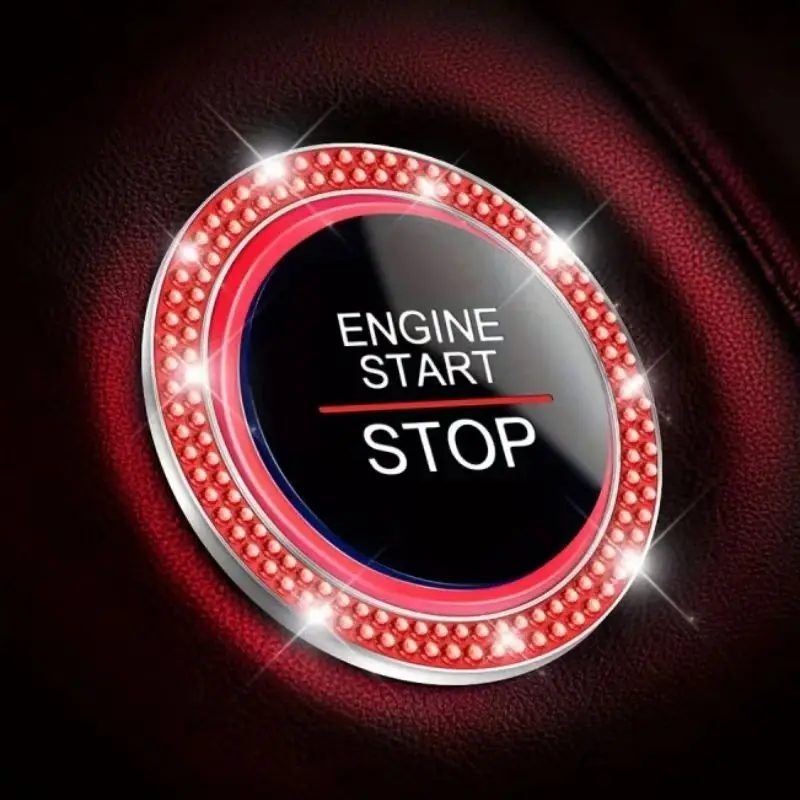 1 Piece Car Bling Engine Starting Ring Decal，Car One-Key Start Button Cover，Key Ignition Knob Bling Ring