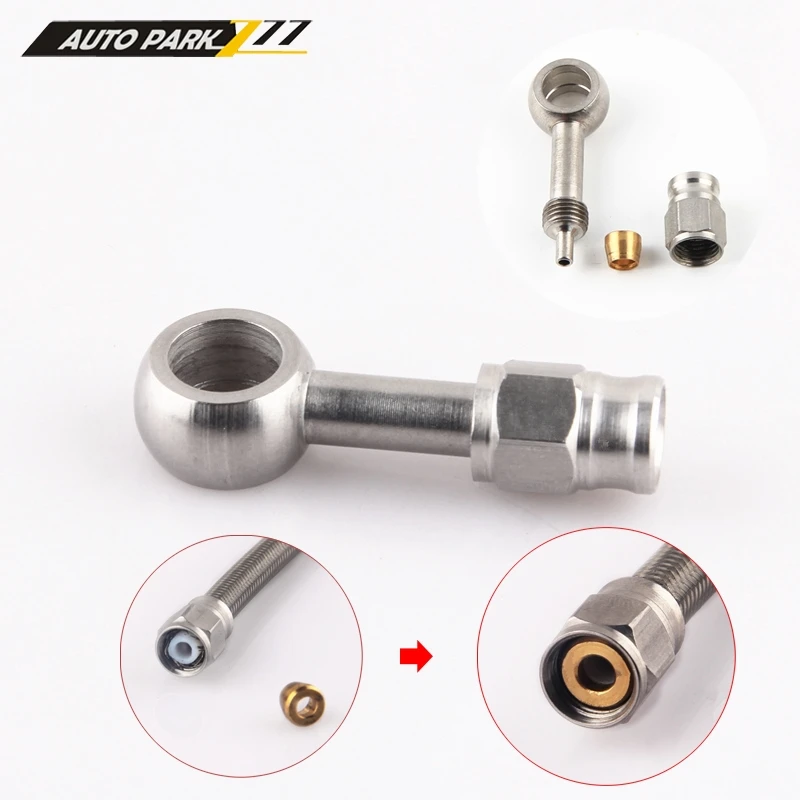 AN3 10mm Stainless Steel Banjo Eye Brake PTFE Hose Fitting/Hose Ends Adapter For Car Auto Motorcycle 0 Degree/28 Degree
