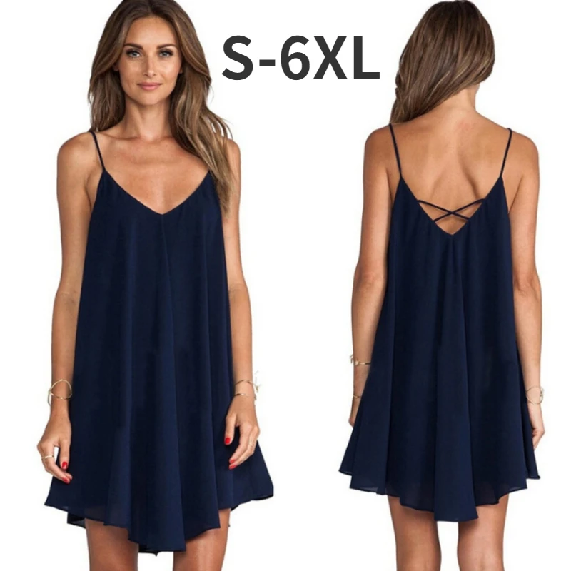 

Женское шифоновое платье на бретельках, черное свободное шифоновое платье с открытой спиной и V-образным вырезом, лето 2024