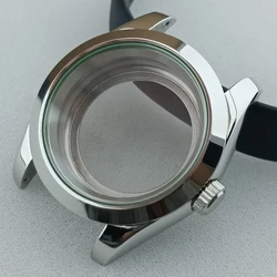 39mm silver/black watch steel case FIT NH35 NH36 movement watch accessories 20mm steel strip sapphire glass watch case watch box