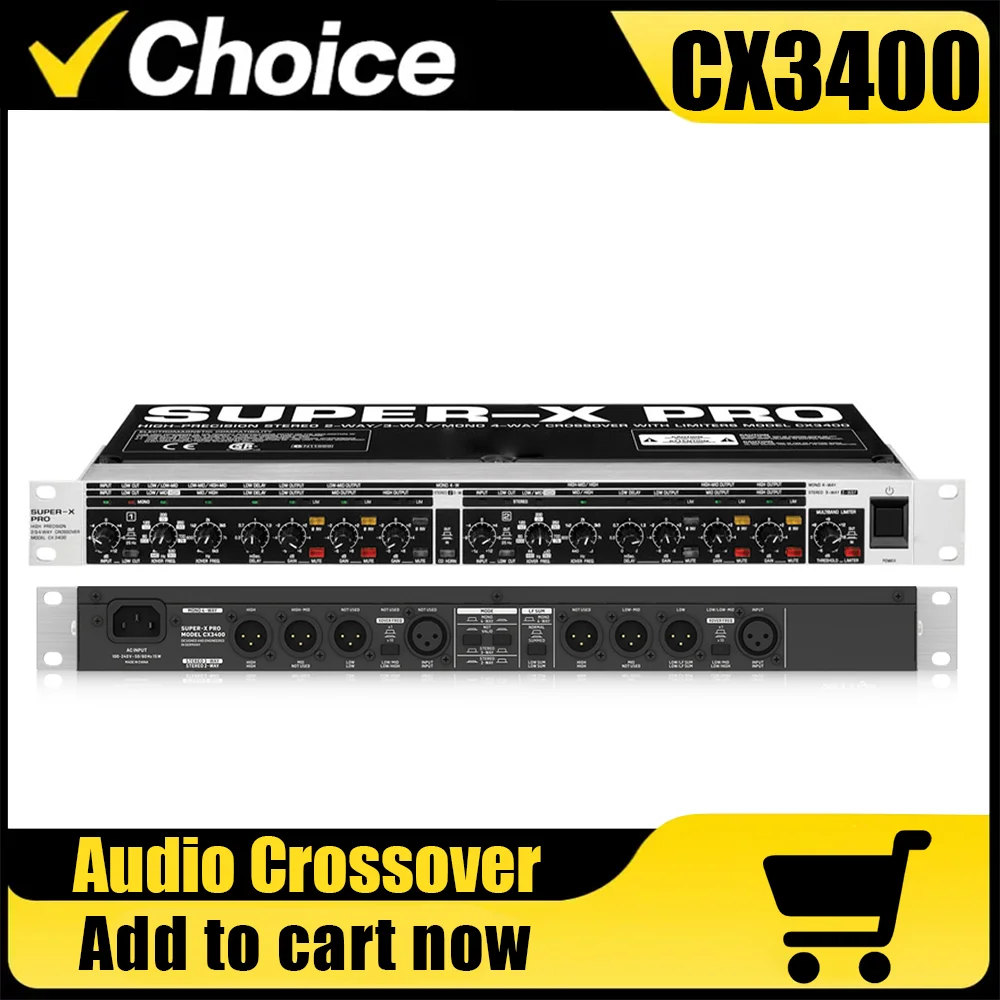 CX3400 كروس ستيريو الصوت الإلكتروني مقسم التردد 2-Way/3-Way/4-Way مع الحدات، تأخير الوقت قابل للتعديل